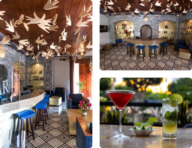 Collage - The bar at the hotel